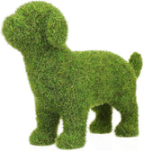 VILLCASE 6.88 Inch Flocked Dog Figurine, Faux Moss Puppy Statue for Garden and Patio Decor, Realistic Green Artificial Topiary Animal Ornament for Indoor Desktop, Shelf and Photography Prop