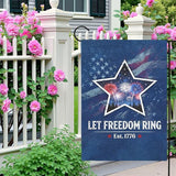 Fourth of July Patriotic Garden Flag Let Freedom Ring Yard Flags Independence Day Double Sided American Star Fireworks House Banner for Porch Patio Memorial July 4th Home Decor 12 x18 Inch