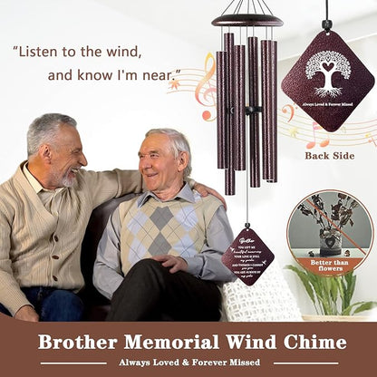 Memorial Gifts for Loss of Brother, 32" Sympathy Wind Chimes for Loss of Brother, Bereavement Gifts Loss of Brother, Loss of Brother Sympathy Gifts, Windchimes in Memory of Brother (Bronze)