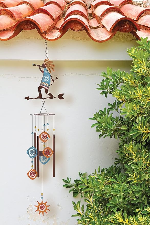 Sunset Vista Designs Southwest Collection - 37-Inch Rustic Metal Wind Chime, Kokopelli