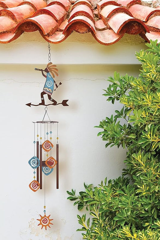 Sunset Vista Designs Southwest Collection - 37-Inch Rustic Metal Wind Chime, Kokopelli