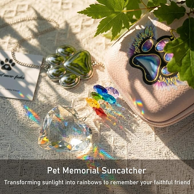 Rainbow Bridge Heart Suncatcher - Pet Memorial Gift for Loss of Dog or Cat, Crystal Remembrance Ornament, Sympathy Keepsake for Puppy Passing Away