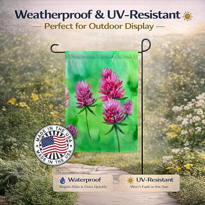 Caroline's Treasures Vermont Red Clover in Watercolor Garden Flag Mailbox Flag Decorative Yard Flag Banner Outside Patio Artwork Yard Flower Beds, Garden Size, Multicolor