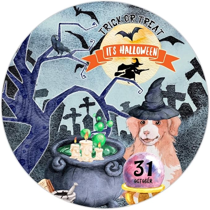 Retro Metal Sign 12"x12",Happy Halloween Scary Night Grave Witch Bats Trick Or Treat Dog Aluminum Tin Metal Sign for Home Living Room Bedroom Garden Farm Patio Decor Wall Art Poster