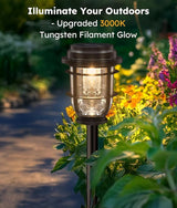Vuees Bright Solar Pathway Lights Outdoor, 6 Pack Waterproof IP65, Auto On/Off Solar Powered Garden Lights for Yard Lawn Walkway Landscape Pool Outside - 3-in-1 Hanging, Tabletop & Stake Lighting