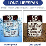No Trespassing Metal Sign, 14x10 Aluminum Vintage Funny Wall Decor for Bars, Man Cave, Yard - Reflective, Weather/Fade Resistant