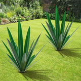 TOMBABY Large Leaf Thickened Metal Agave Plant Outdoor Decoration Desert Courtyard Art Plant Garden Decoration Outdoor Metal Art Floral Gift (2, Green)