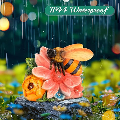 Linkax Birthday Easter Gifts for Adults Women Mom Grandma, Solar Bee Lights Outdoor Garden Decor for Outside Patio Yard Porch Home, Honey Figurine Gardening Housewarming Gifts New Home