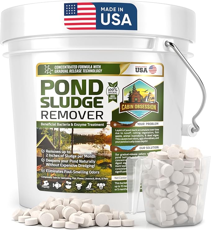 Pond Sludge Remover – 10 Pounds Beneficial Pond Bacteria & Enzyme Treatment - 100% Natural Muck Digester – Safe for All Aquatic Life and Recreation - Made in The USA