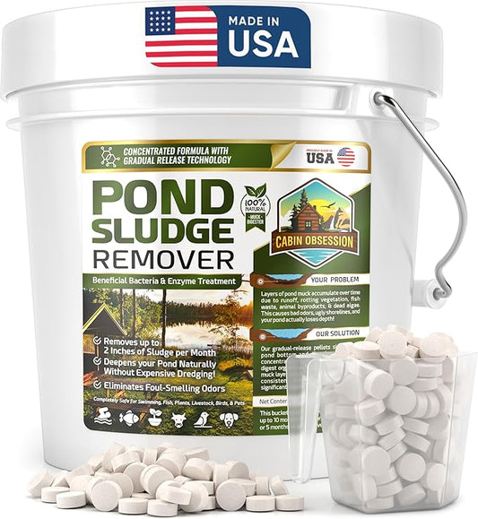 Pond Sludge Remover – 10 Pounds Beneficial Pond Bacteria & Enzyme Treatment - 100% Natural Muck Digester – Safe for All Aquatic Life and Recreation - Made in The USA