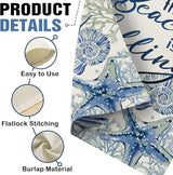 Dyrenson Spring Summer The Beach is Calling 28 x 40 House Flag Double Sided, Coastal Conch Starfish Coral Pearl Garden Yard Decorations, Nautical Seasonal Burlap Outdoor Decor Decorative Large Flag