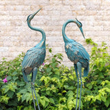 35-40 Inch Standing Garden Crane Statues for Outdoor, Metal Birds Yard Art Garden Crane Sculpture for Home Backyard Pond Patio Lawn Spring Decoration, Easter Decorations for Home, Set of 2