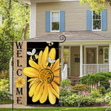 AVOIN colorlife Spring Summer Bee Sunflower Garden Flag 12x18 Inch Double Sided, Welcome Holiday Burlap Yard Outdoor Decoration