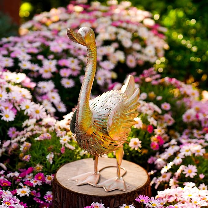 Garden Large Metal Goose Statue - 19 Inch Animal Decor for Outdoor Outside Lawn : Garden Gifts for Mom