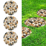 River Rock Stepping Stones Outdoor for Garden Walkway, 10 inch Diameter 3 Pcs Round Shape Paver Step Stones Polished Pebble River Stone Mat for Yard Lawn Patio Pathway Walk Way - Multi-color