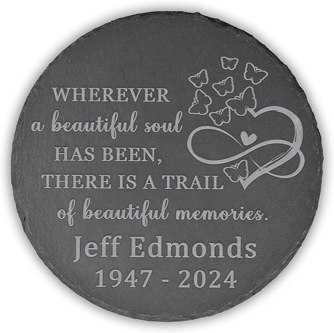 Memorial Garden Stone - Personalized Bereavement Gift for Loss of Loved One - A Beautiful Soul - Round
