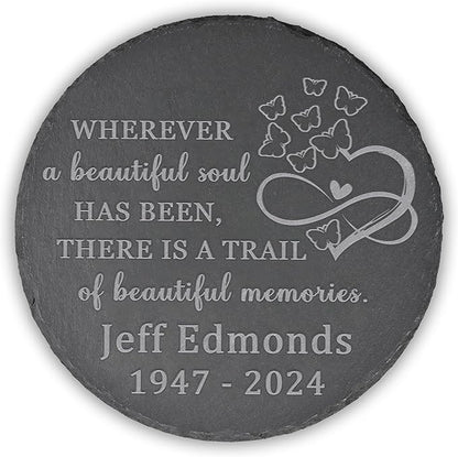 Memorial Garden Stone - Personalized Bereavement Gift for Loss of Loved One - A Beautiful Soul - Round