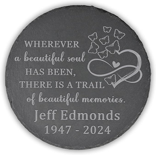 Memorial Garden Stone - Personalized Bereavement Gift for Loss of Loved One - A Beautiful Soul - Round