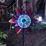 COOZZYHOR Soalr Wind Spinners Garden Stake,42 Inch Metal Peacock Feather Fiber Optic Windmills,Wind Sculpture Decor for Lawn, Patio&Yard Outdoor Decorations