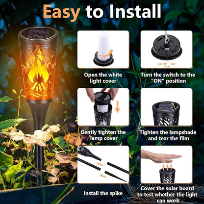Toodour Solar Lights Outdoor, 6 Pack Solar Torch Lights with Flickering Flame, IP65 Waterproof Yard Lights Landscape Decoration Lighting for Outside Garden Lawn Pathway Patio Decorations