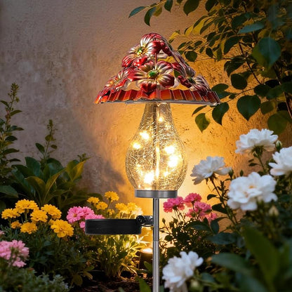 LOVERUIS Mushroom Garden Decor for Outside with Cracked Ball Waterproof Metal Stake Outdoor Yard Patio Decor, Gifts for Women, Mom, Grandma (ARS-Mushroom)