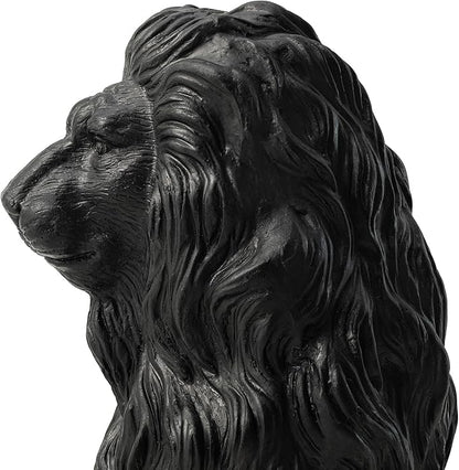 Glitzhome Guardian Sitting Lion Garden Statue MGO Outdoor Decoration, 27.75" H, Black