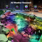 RGB Pond Light with APP, 6W Frog Fountain Lights with 12V Transformer, IP68 Waterproof Underwater Pond Lights with 32FT Cables for Ponds Waterfall Fountain Gardens Water Feature, 1 SpotLights
