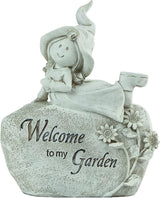 Northlight 7.5" Girl Laying on Rock Welcome to My Garden Outdoor Garden Statue