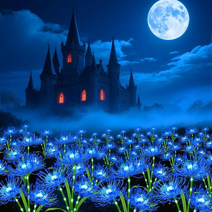 Solar Garden Flower Lights Outdoor, 8 Pack Blue Spider Lily Solar Lights with Glowing Stems, IP65 Waterproof LED Yard Decor for Patio Lawn Pathway, Mother's Day Valentine Gifts for Women Mom Grandma