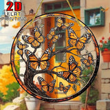 7.87Inch Butterfly Sun Catcher Acrylic Garden Cute Yellow Tree of Life Stained Suncatcher Decor Colorfu Glass for Wall Home, Garden, Housewarming Women Neighbor Decor Gifts for Mom