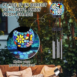 VOREEN Solar Wind Chimes with Gentle Chime Sound, Blue Mosaic Glass Lantern for Outdoor, Calming Night Glow & Relaxing Breeze Melody, Waterproof Porch Yard Garden Decor, Memorial & Sympathy Gift