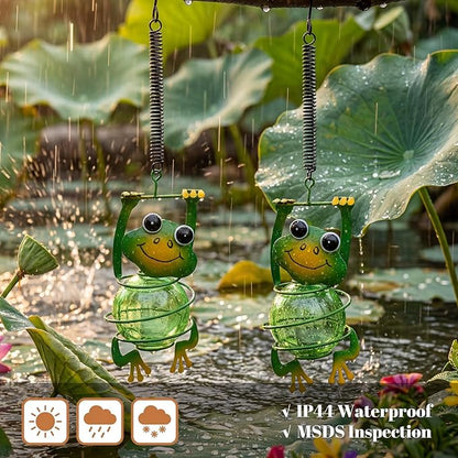 Calenzana Green Frog Outdoor Solar Garden Light, Waterpoof Hanging Solar Light for Yard Patio Backyard Porch, Gifts for Women Mom Grandma
