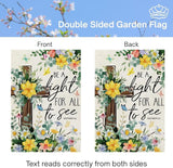 CROWNED BEAUTY Spring Garden Flag Floral Cross 12x18 Inch Double Sided Small Seasonal Holiday Religious Decoration for Outdoor Lawn Yard