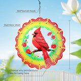Metal Wind Spinners Outdoor Cardinal Hanging Wind Spinner Gifts for Women Men,12 inch 3D Stainless Steel Wind Catchers Kinetic Sculpture for Garden Decor,Outside,Yard,Patio,Backyard,Porch Decoration