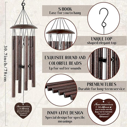 Retirement Gift for Woman Men - Metal Tree of Life Wind Chimes Outside Patio Garden Porch Hanging Art Decor Happy Retirement Gifts for Women Grandma Grandpa Coworker Teacher Nurse Friends