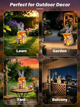 Guhope Solar Garden Statues, Outdoor Solar Bunny Easter Decor with Succulent and 6 LED Lights, Outside Yard Figurine Decor for Garden, Lawn, Patio, Balcony, Porch, Unique Gifts for Mom Grandma