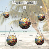 Stained Glass Window Hanging, Countryside Scenery Chicken Sun Catcher for Door Home Decor Sunrise Suncatcher Christmas Mother's Day Birthday Gifts for Women Men Mom Nana 6.3 in