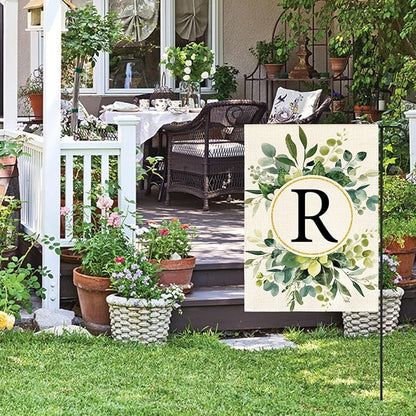 AVOIN colorlife Monogram Letter R Floral Garden Flag 12x18 Inch Double Sided Outside, Family Last Name Initial Yard Outdoor Decoration