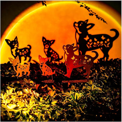 Dog Metal Decorative Garden Stakes Chihuahua Dog Gifts for Women Men Mom Birthday Gifts Silhouette Statues for Garden Decor, Yard Art, Patio, Outside, Lawn Ornaments, Outdoor Decorations
