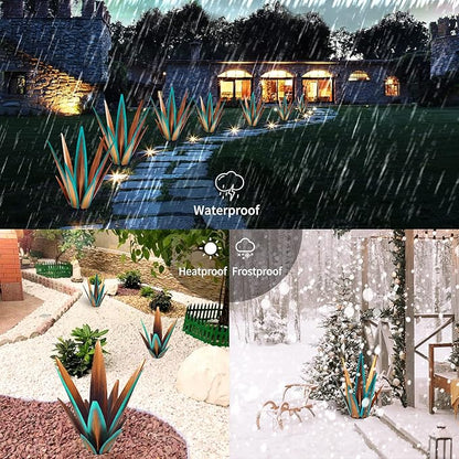 2022 Upgraded Large Size Tequila Rustic Sculpture, DIY Rustic Metal Agave Plant for Outdoor Patio Garden Yard Lawn Ornaments, Yard Art Decoration Statue for Home Decor (Orange Blue (L))