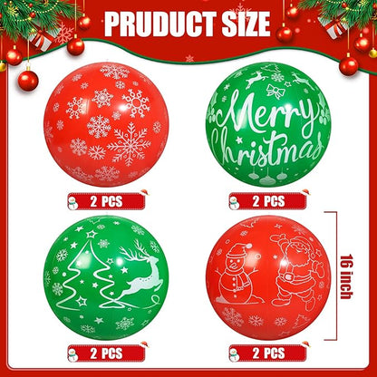 8 PCS 16 Inch Christmas Inflatable Balls Outdoor Inflatable Christmas Ball Ornaments for Xmas Garden Lawn Yard Holiday Front Door Window Decoration