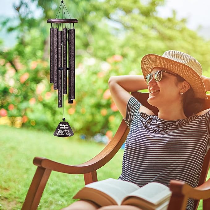ZANIION Daughter Gift Wind Chime 32", Unique Daughter Gift for Birthday, to My Daughter Present, Christmas, Mother's Day, Wedding, Graduation, B-Day Garden Decoration Wind Bell