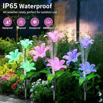 Solar Garden Lights Waterproof 3 Pack Solar Lights Outdoor Decorative 7 Color Changing Double Jellyfish and Lily Flower Garden Decor Yard Christmas Pool Outdoor, Mother's Women