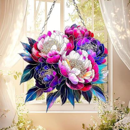 Colorful Flower Floral Acrylic Suncatcher Birth Flower Faux Stained Window Hanging for Her Room Decor Sun Catchers Indoor Windown Suncatchers Windows Outdoor