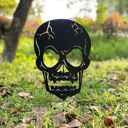 Halloween Decorations Outdoor, Metal Skull Decorative Garden Stakes for Halloween Decor, Metal Yard Signs for Outside Garden Lawn Porch Party Decorations