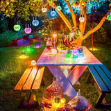 MAXvolador 12-Pack Hanging Solar Lights, Decorative Cracked Glass Ball Light, Multicolor Solar Powered Waterproof Globe Lighting for Garden, Tree