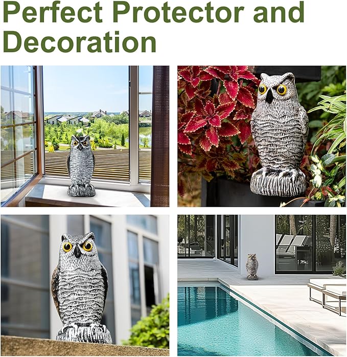 OFFO 2 Pack Plastic Owl Scarecrow for Halloween Decorations Outdoor Garden, Yard, Pool Decoration, 8.3 in Height