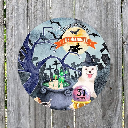 Retro Metal Sign 12"x12",Happy Halloween Scary Night Grave Witch Bats Trick Or Treat Dog Aluminum Tin Metal Sign for Home Living Room Bedroom Garden Farm Patio Decor Wall Art Poster