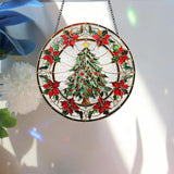 Bimkole Christmas Tree Stained Glass Suncatcher Window Hanging - Leaves Indoor Window or Doorway Decoration - Handmade Sun Catcher Decor for Garden Home Christmas & Birthday Gifts 7.87x7.87 inch