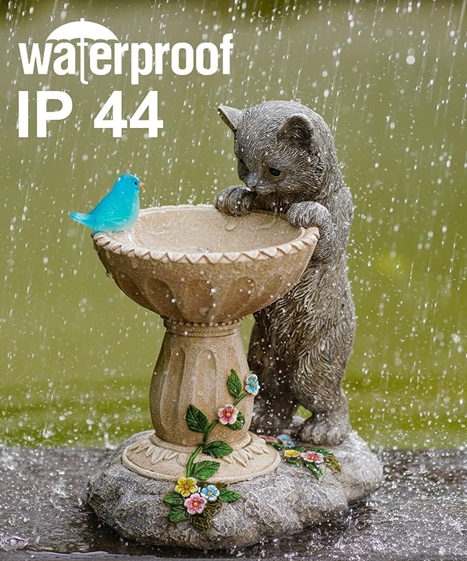 Cat Statues for Bird Bath: Outdoor Sculptures for Garden Lawn Patio Yard Balcony Porch - Unique Gifts for Mother Grandma Women